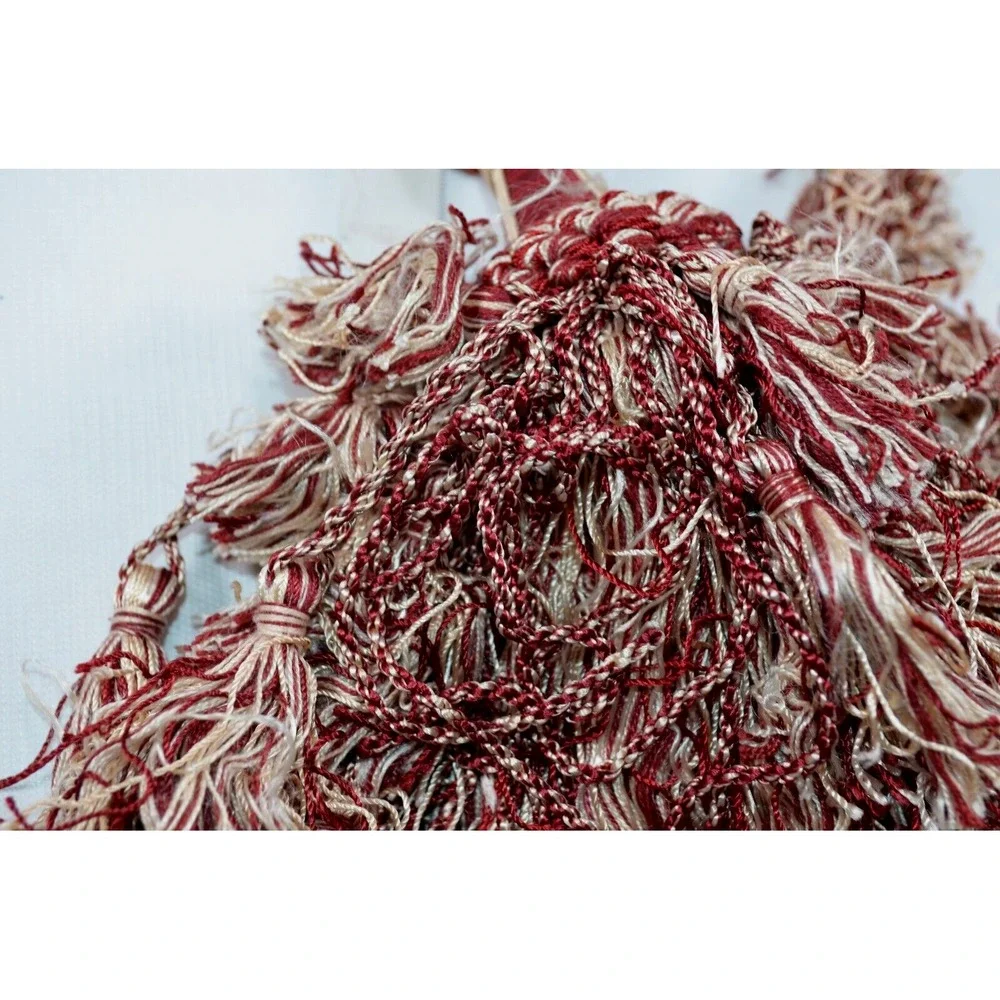 Lot of 4 Vintage Red & Ivory Drapery TieBacks Twisted Cord‎ Regency Shabby Chic
